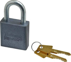 American Lock - 1-1/8" Shackle Clearance, Keyed Alike A10 Padlock - 5/16" Shackle Diam, Aluminum, with Solid Aluminum Finish - Caliber Tooling