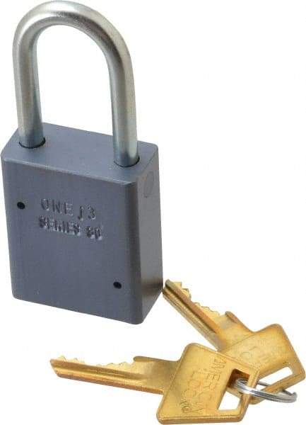 American Lock - 1-1/2" Shackle Clearance, Keyed Alike A31 Padlock - 1/4" Shackle Diam, Aluminum, with Solid Aluminum Finish - Caliber Tooling