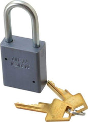 American Lock - 1-1/2" Shackle Clearance, Keyed Alike A31 Padlock - 1/4" Shackle Diam, Aluminum, with Solid Aluminum Finish - Caliber Tooling