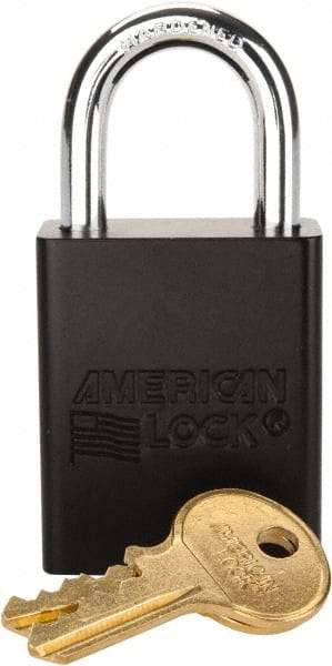 American Lock - Keyed Alike Conductive Lockout Padlock - 1" Shackle Clearance, 1/4" Shackle Diam, 1.8" Body Height x 1-1/2" Body Width, Black, 5 Pins - Caliber Tooling