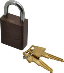 American Lock - Keyed Alike Conductive Lockout Padlock - 1" Shackle Clearance, 1/4" Shackle Diam, 1.8" Body Height x 1-1/2" Body Width, Brown, 5 Pins - Caliber Tooling