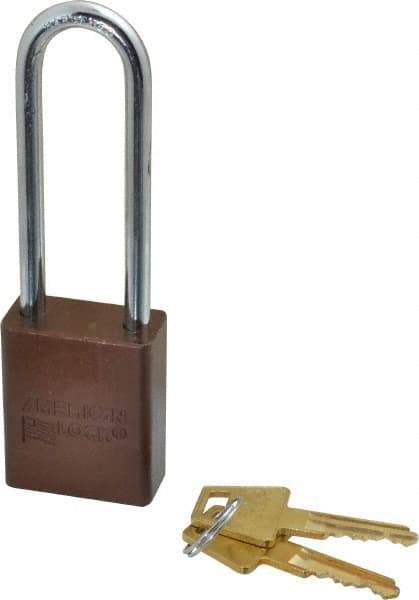 American Lock - Keyed Alike Conductive Lockout Padlock - 3" Shackle Clearance, 1/4" Shackle Diam, 1.8" Body Height x 1-1/2" Body Width, Brown, 5 Pins - Caliber Tooling