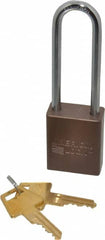 American Lock - Keyed Alike Conductive Lockout Padlock - 3" Shackle Clearance, 1/4" Shackle Diam, 1.8" Body Height x 1-1/2" Body Width, Brown, 5 Pins - Caliber Tooling