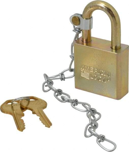 American Lock - 1-1/8" Shackle Clearance, Keyed Alike A5200GLWN Padlock - 5/16" Shackle Diam, Steel, with Solid Steel Finish - Caliber Tooling