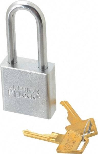 American Lock - 2" Shackle Clearance, Keyed Different A6201 Padlock - 5/16" Shackle Diam, Steel, with Solid Steel Finish - Caliber Tooling