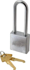 American Lock - 3" Shackle Clearance, Keyed Alike A6202 Padlock - 5/16" Shackle Diam, Steel, with Solid Steel Finish - Caliber Tooling