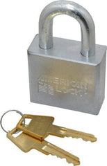 American Lock - 1-1/8" Shackle Clearance, Keyed Alike A50 Padlock - 3/8" Shackle Diam, Steel, with Solid Steel Finish - Caliber Tooling