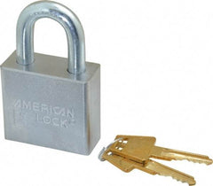 American Lock - 1-1/8" Shackle Clearance, Keyed Alike A50 Padlock - 3/8" Shackle Diam, Steel, with Solid Steel Finish - Caliber Tooling