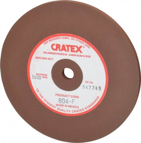 Cratex - 6" Diam x 1/2" Hole x 1/4" Thick, Surface Grinding Wheel - Silicon Carbide, Fine Grade, 3,600 Max RPM, Rubber Bond, No Recess - Caliber Tooling