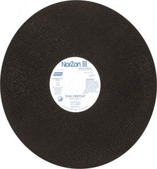 Norton - 16" 24 Grit Zirconia Alumina Cutoff Wheel - 1/8" Thick, 1" Arbor, 4,800 Max RPM, Use with Electric & Gas Powered Saws - Caliber Tooling