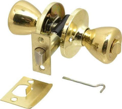 Value Collection - Bright Brass Privacy Knob Lockset - 2-3/8" Back Set, 5-Pin Brass Tumbler Cylinder - Caliber Tooling