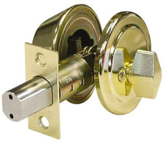 Value Collection - Polished Brass Finish, Heavy-Duty Single Cylinder Deadbolt - Caliber Tooling