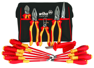 13 Piece - Insulated Tool Set with Pliers; Cutters; Xeno; Square; Slotted & Phillips Screwdrivers in Tool Box - Caliber Tooling
