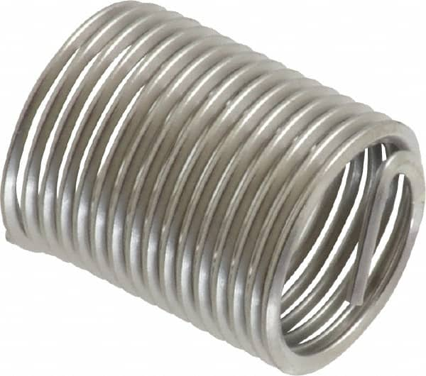 Heli-Coil - M10x1.00 Metric Fine, 20mm OAL, Free Running Helical Insert - 16-1/2 Free Coils, Tanged, Stainless Steel, Bright Finish, 2D Insert Length - Caliber Tooling