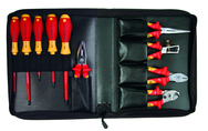 10 Piece - Insulated Pliers; Cutters; Wire Stripper; Slotted & Phillips Screwdrivers in Zipper Case - Caliber Tooling