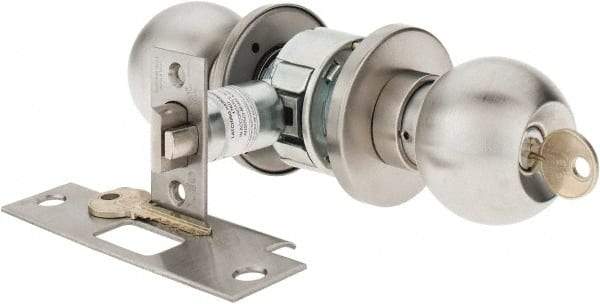 Yale - 1-3/8" Door Thickness, Stainless Steel Storeroom Knob Lockset - 2-3/4" Back Set, 2 Cylinder - Caliber Tooling