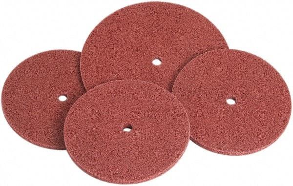 Standard Abrasives - 6" Very Fine Grade Aluminum Oxide Deburring Disc - 1/2" Center Hole, Arbor Connection, Maroon, 3,600 Max RPM - Caliber Tooling