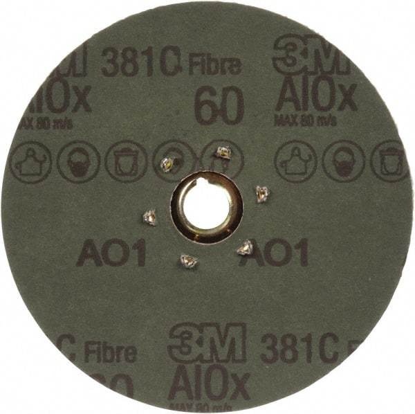 Standard Abrasives - 5" Diam 60 Grit Fiber Disc - Medium Grade, Aluminum Oxide, 18,000 Max RPM, Series Z - Caliber Tooling