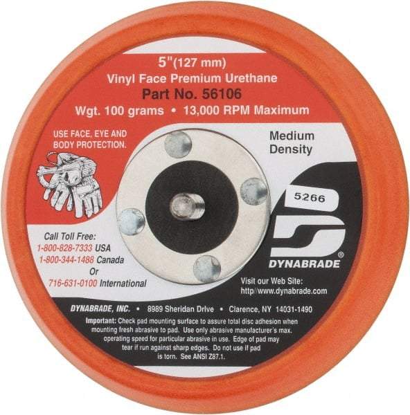 Dynabrade - 5" Diam Disc Backing Nonvacuum Replacement Pad - Medium Density, 12,000 RPM - Caliber Tooling