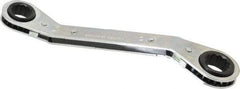 Lang - 15mm x 17mm 12 Point Reversible Ratcheting Offset Box Wrench - 8" OAL, Steel, 25° Offset - Caliber Tooling