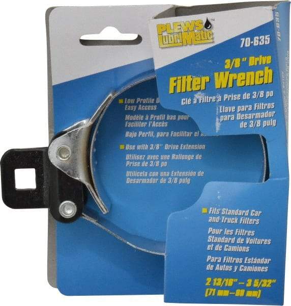 Plews - 2-13/16 to 3-5/32" Diam, Small Ratchet Oil Filter Wrench - Steel, For Use with Filters from 2-13/16 to 3-5/32" - Caliber Tooling