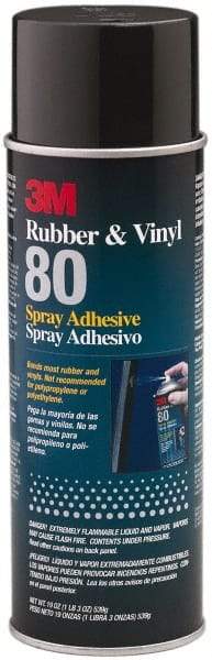 3M - 19 oz Aerosol Yellow Spray Adhesive - High Tack, 300°F Heat Resistance, 28 Sq Ft Coverage, High Strength Bond, 30 min Max Bonding Time, Flammable, Series Rubber & Vinyl 80 - Caliber Tooling