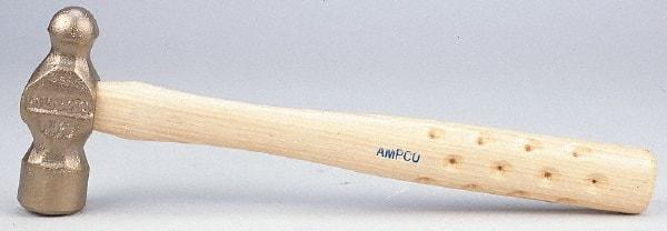 Ampco - 1-1/2 Lb Head Bronze Nonsparking Ball Pein Hammer - Hickory Handle - Caliber Tooling