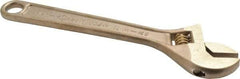 Ampco - 1-1/8" Jaw Capacity, 8" Nonsparking Adjustable Wrench - Aluminum Bronze, Plain Finish - Caliber Tooling