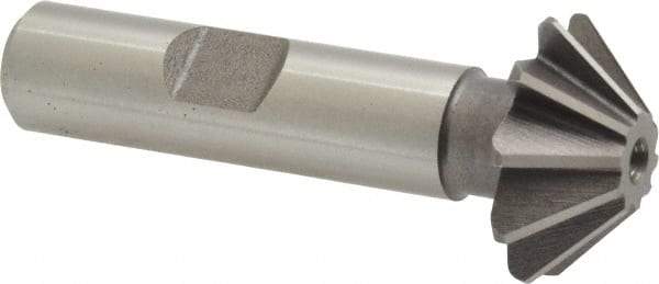 Keo - 1" Diam x 5/16" Width of Cut, 45° Included Angle, Shank Connection, High Speed Steel Single Angle Cutter - 1/2" Shank Diam, 2-1/2" Overall Length, Right Hand Cut, Uncoated - Caliber Tooling