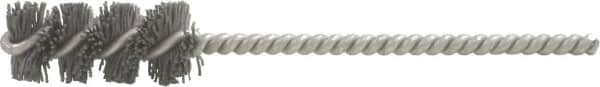 Brush Research Mfg. - 1.1" Diam Helical Nylon Tube Brush - Single Spiral, 0.04" Filament Diam, 2" Brush Length, 6" OAL, 0.22" Diam Steel Shank - Caliber Tooling