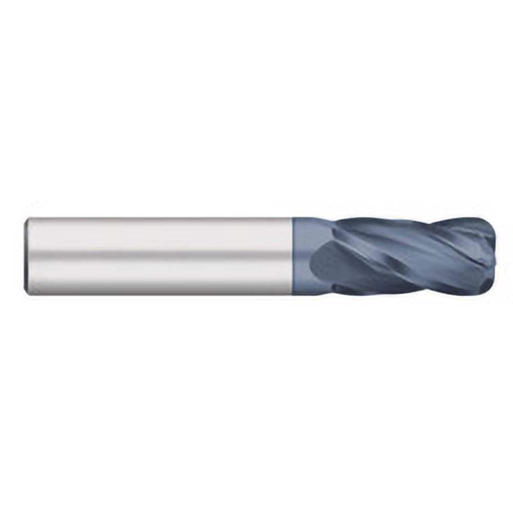 Corner Radius End Mill: 1/4″ Dia, 3/4″ LOC, 1/64″ Radius, 4 Flutes, Solid Carbide 2-1/2″ OAL, 1/4″ Shank Dia, 30 ° Helix, AlTiN Coated, Corner Radius End, Centercutting