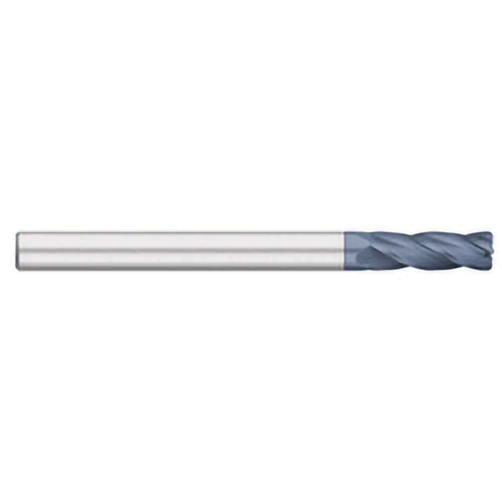 Corner Radius End Mill: 3/16″ Dia, 1-1/8″ LOC, 1/64″ Radius, 4 Flutes, Solid Carbide 3″ OAL, 3/16″ Shank Dia, 30 ° Helix, AlTiN Coated, Corner Radius End, Centercutting