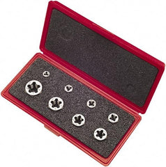 Vermont Tap & Die - 1/4-28 to 3/4-16 UNF, Hex Die Set - Carbon Steel, 8 Piece Set, Comes with Metal Case - Exact Industrial Supply