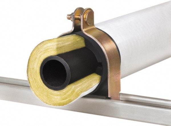 Klo-Shure - 1-1/4" Pipe, Zinc Plated Steel Strut Mount Insulation Coupling - Trivalent Zinc & Yellow - Caliber Tooling