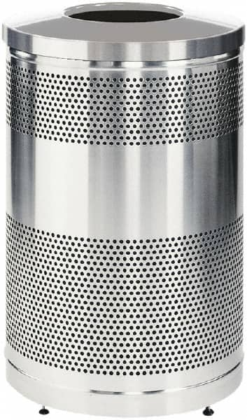 Rubbermaid - 51 Gal Silver Round Decorative Waste Receptacle With Top - Stainless Steel, 902mm High - Caliber Tooling