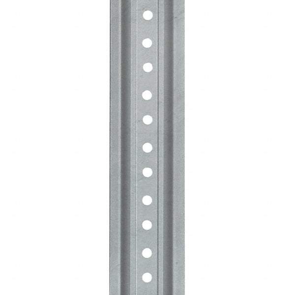 Nucor - 12' High, Galvanized Traffic Sign Post - Steel, 3/8" Hole Diam, Silver - Caliber Tooling