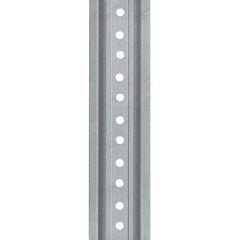 Nucor - 12' High, Galvanized Traffic Sign Post - Steel, 3/8" Hole Diam, Silver - Caliber Tooling