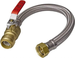 SharkBite - 1/2" Push to Connect Inlet, 3/4" FIP Outlet, Braided Stainless Steel Flexible Connector - Stainless Steel, Use with Water Air Connectors - Caliber Tooling