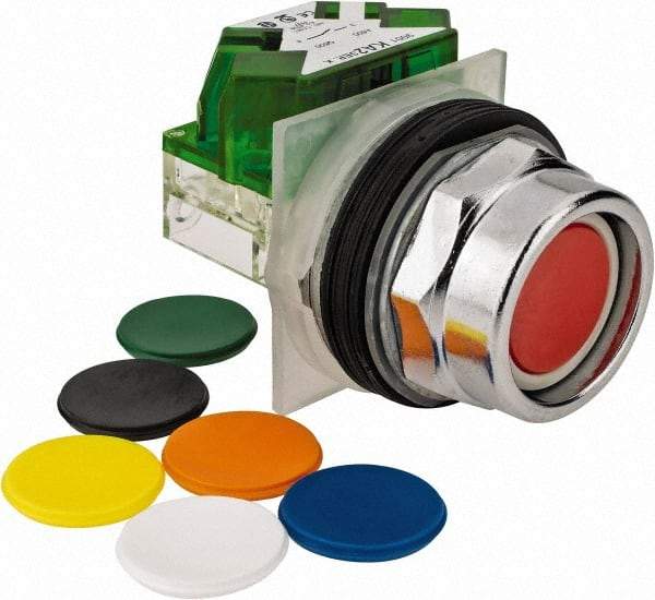 Schneider Electric - 30mm Mount Hole, Recessed, Pushbutton Switch with Contact Block - Octagon, Multicolor Pushbutton, Momentary (MO) - Caliber Tooling