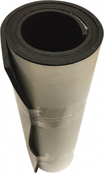 Value Collection - 1/4" Thick x 36" Wide x 10' Long Black Hypalon Rubber Roll - Stock Length, Adhesive Back, 1,500 psi Tensile Strength, -20°F to 220°F - Caliber Tooling