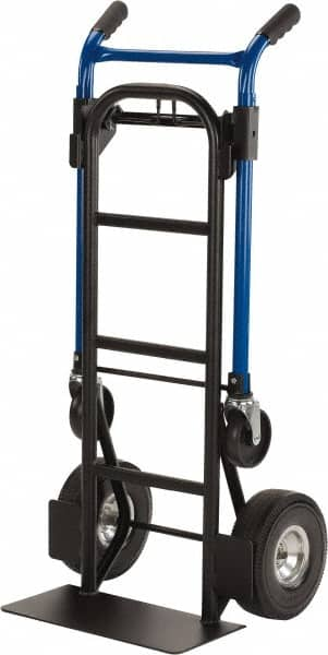 Harper Trucks - 900 Lb Capacity 48" OAH Quick Change Convertible Hand Truck - 18 x 9" Base Plate, Dual Handle, Steel, Swivel Polyurethane Wheels - Caliber Tooling