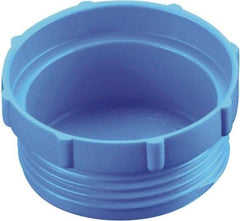 Caplugs - Serrated Round Head, Threaded Plug - 0.56" OD, 39/64" Long, High-Density Polyethylene, Blue - Caliber Tooling