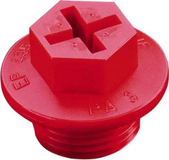 Caplugs - Hex Head with Slot, Threaded Plug - 1.61" OD, 1-1/64" Long, High-Density Polyethylene, Yellow - Caliber Tooling