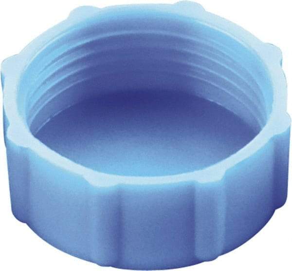 Caplugs - Round Head, Threaded Cap - 7/16" Long, High-Density Polyethylene, Blue - Caliber Tooling