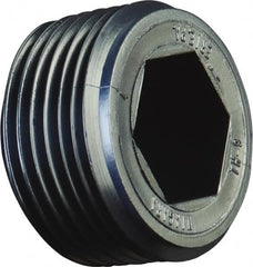 Caplugs - Round Head with Hex Socket, Threaded Plug - 5/16" Long, High-Density Polyethylene, Black - Caliber Tooling