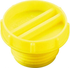 Caplugs - Serrated Round Head with Slot, Threaded Plug - 23.11mm OD, Low-Density Polyethylene, Yellow - Caliber Tooling