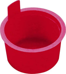 Caplugs - Pull-Tab, Round Head, Tapered Plug - 2.12" OD, 1" Long, Low-Density Polyethylene, Red - Caliber Tooling