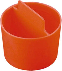 Caplugs - 0.573" ID, Pull-Tab, Round Head, Tapered Plug - 13/16" Long, Low-Density Polyethylene, Orange - Caliber Tooling