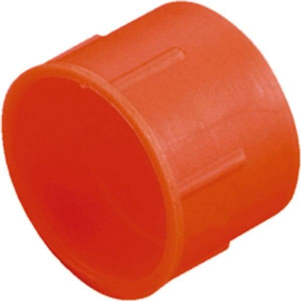 Caplugs - 1.115" ID, Serrated Round Head Tube Cap - 1.22" OD, 21/32" Long, Low-Density Polyethylene, Orange - Caliber Tooling