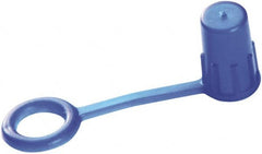 Caplugs - 0.377" ID, Round Head, Tethered Cap - 3/4" Long, Low-Density Polyethylene, Blue - Caliber Tooling